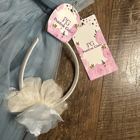 Pink Girls Couture Tulle Dress with Headband - Picture 3 of 4